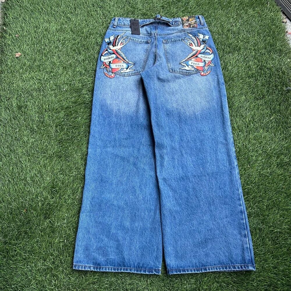 Ed-hardy Men's Blue and Navy Jeans